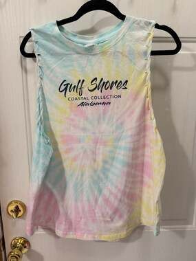 Dreamsicle Gulf Shores Alabama Pastel Tie-Dye Braided Side tank top